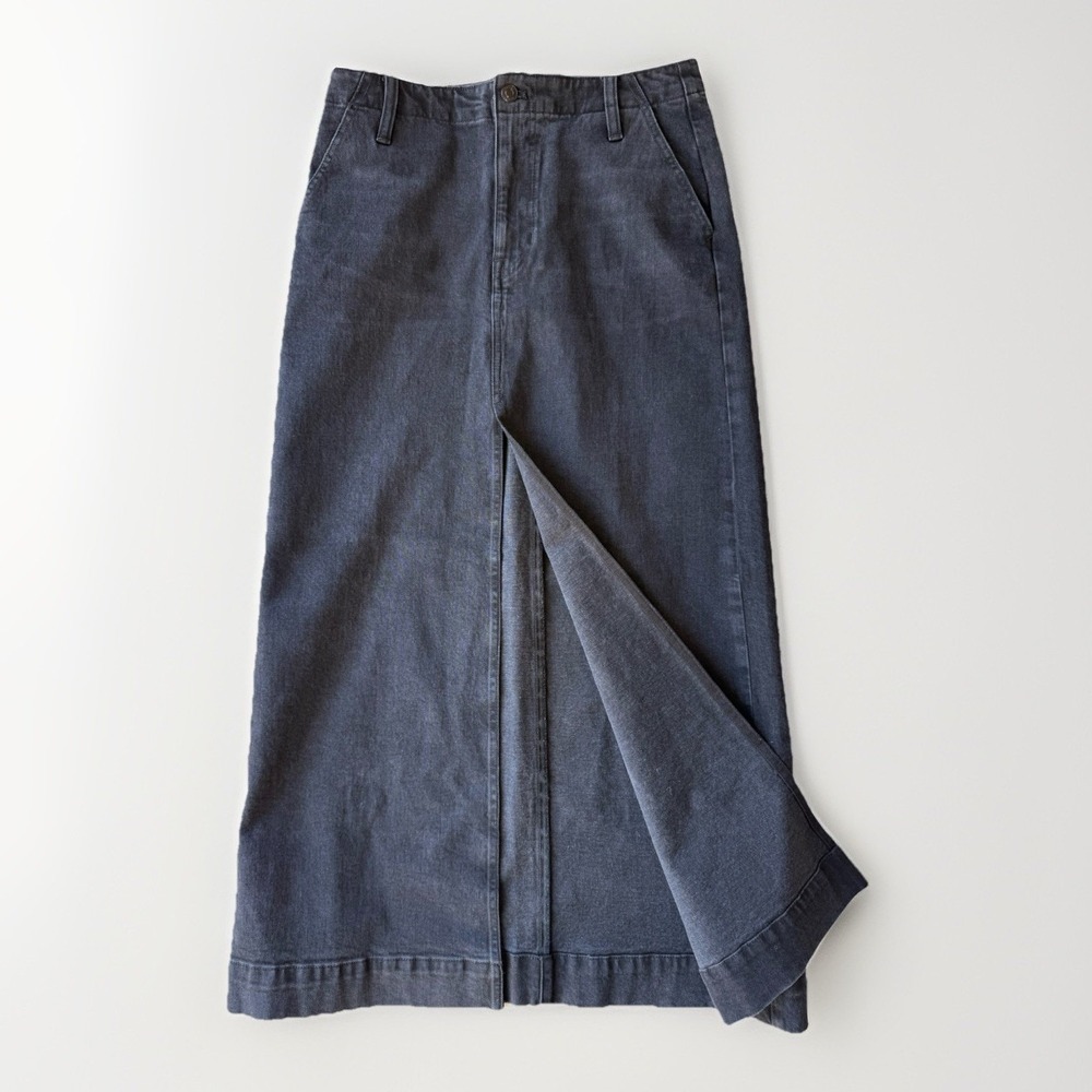 New J Crew Denim Maxi Skirt 28 6/8 Black Jean Front Slit Pencil BX731 2023